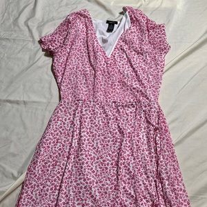 Silky v neck floral dress, pink white
